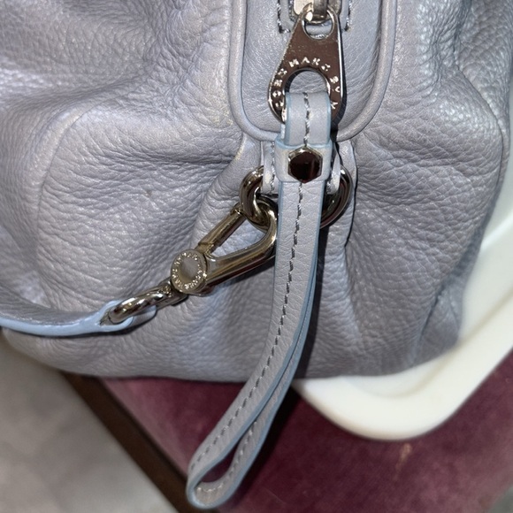 Marc Jacobs  Dome top satchel shoulder bag  Crossbody bag  leather blue gray EUC - Picture 17 of 17